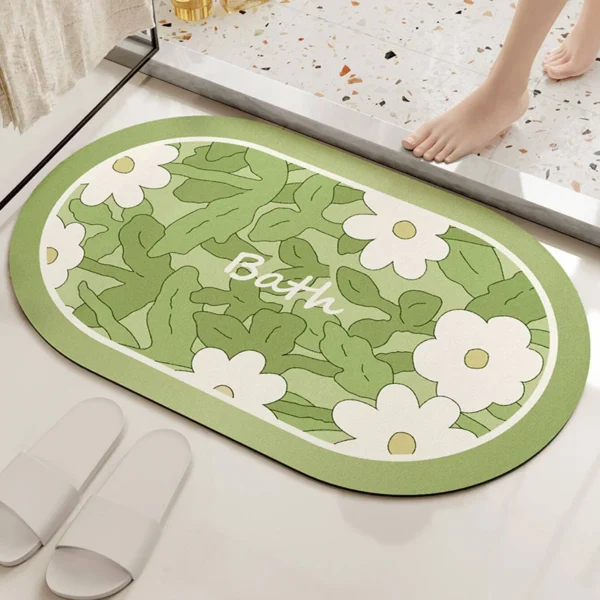 Oval Diatomite Bath Mat Anti-Slip with Custom Print