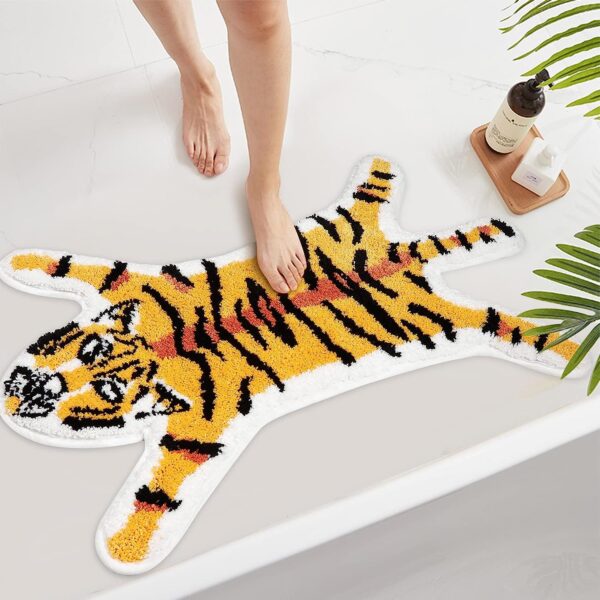 Soft Flocking Bath Mat with Special Tiger Shape Cutting