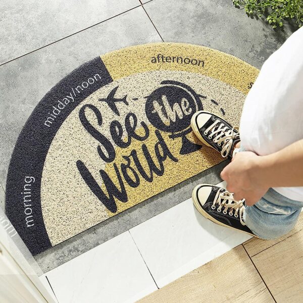 Semi-Circular Coil Outdoor Mat with Rainbow Sun Printing