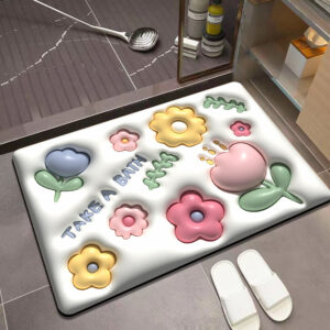 Non-Slip Bathroom Mat with 3D Versual Pretty Pattern Print
