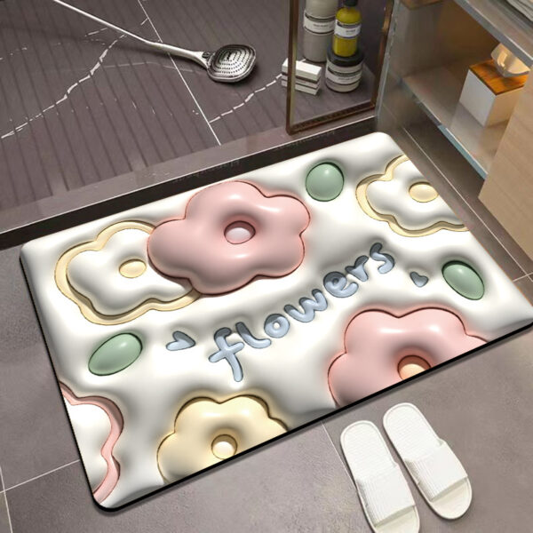 Non-Slip Bathroom Mat with 3D Versual Pretty Pattern Print