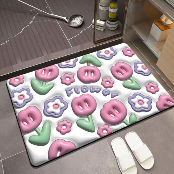 Non-Slip Bathroom Mat with 3D Versual Pretty Pattern Print